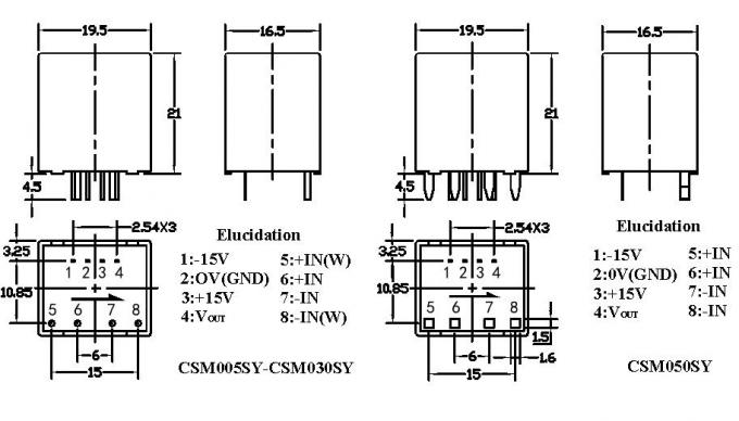 sortie de l'approvisionnement 4V du ± 15V de capteur de courant de boucle bloquée de bâti de la carte PCB 50A