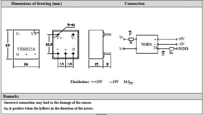 précision à effet Hall du capteur VSM025A de tension de bâti de carte PCB de sortie de ±25mA haute
